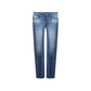 Blue Cotton Straight-Leg Jeans