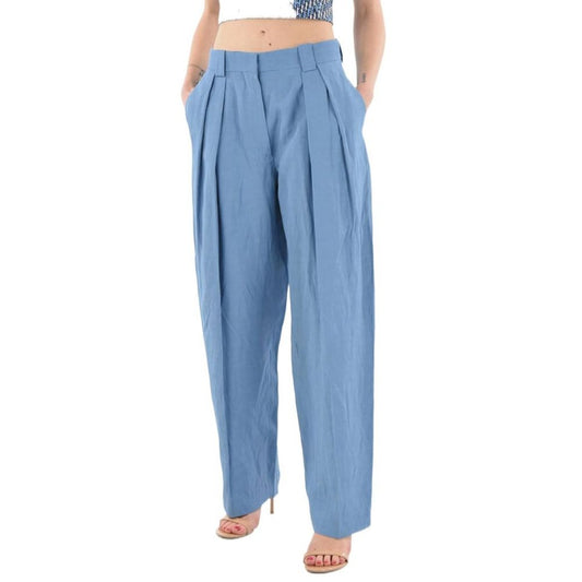 Blue Linen Casual Pants