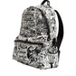 Black White Graffiti Print School Backpack Men Borse Bag
