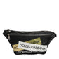 Black Logo Tape Print Waist Fanny Pack Men's Borse Bag