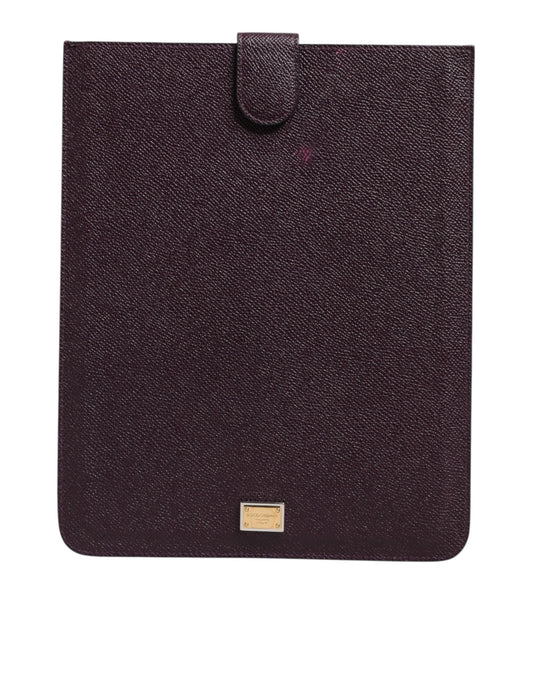 Dark Brown Leather Logo Plaque Cover Sleeve Tablet Case