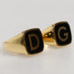 Gold-Tone Real Brass Black Enamel "DG" Adjustable Rings