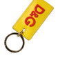 Yellow Calf Leather Logo Metal Ring Men Keychain Keyring