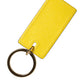 Yellow Calf Leather Logo Metal Ring Men Keychain Keyring