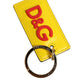 Yellow Calf Leather Logo Metal Ring Men Keychain Keyring