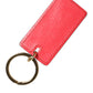 Red Calf Leather Logo Metal Ring Men Keychain Keyring