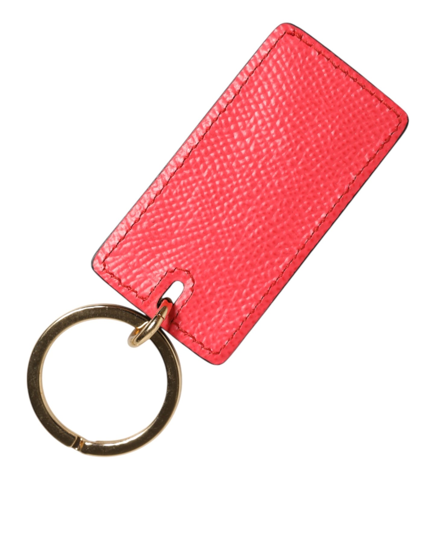 Red Calf Leather Logo Metal Ring Men Keychain Keyring