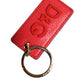 Red Calf Leather Logo Metal Ring Men Keychain Keyring