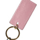 Pink Calf Leather Logo Metal Ring Men Keychain Keyring