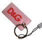Pink Calf Leather Logo Metal Ring Men Keychain Keyring