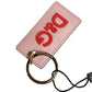 Pink Calf Leather DG Logo Metal Ring Keychain Keyring