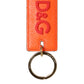 Orange Calf Leather Logo Metal Ring Keychain Keyring