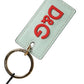 Mint Green Calf Leather Logo Metal Ring Keychain Keyring