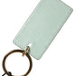 Mint Green Calf Leather Logo Metal Ring Keychain Keyring