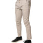 Beige Cotton Stretch Slim Fit Denim Jeans