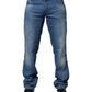 Blue Washed Cotton Regular Fit Men Denim Trouser Jeans