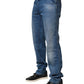 Blue Washed Cotton Regular Fit Men Denim Trouser Jeans