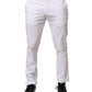 White Cotton Skinny Fit Mid Waist Denim Trouser Jeans