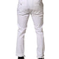White Cotton Skinny Fit Mid Waist Denim Trouser Jeans