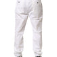 White Cotton Stretch Tapered Mid Waist Chino Pants