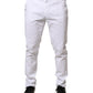 White Skinny Fit Mid Waist Men Chino Trouser Pants