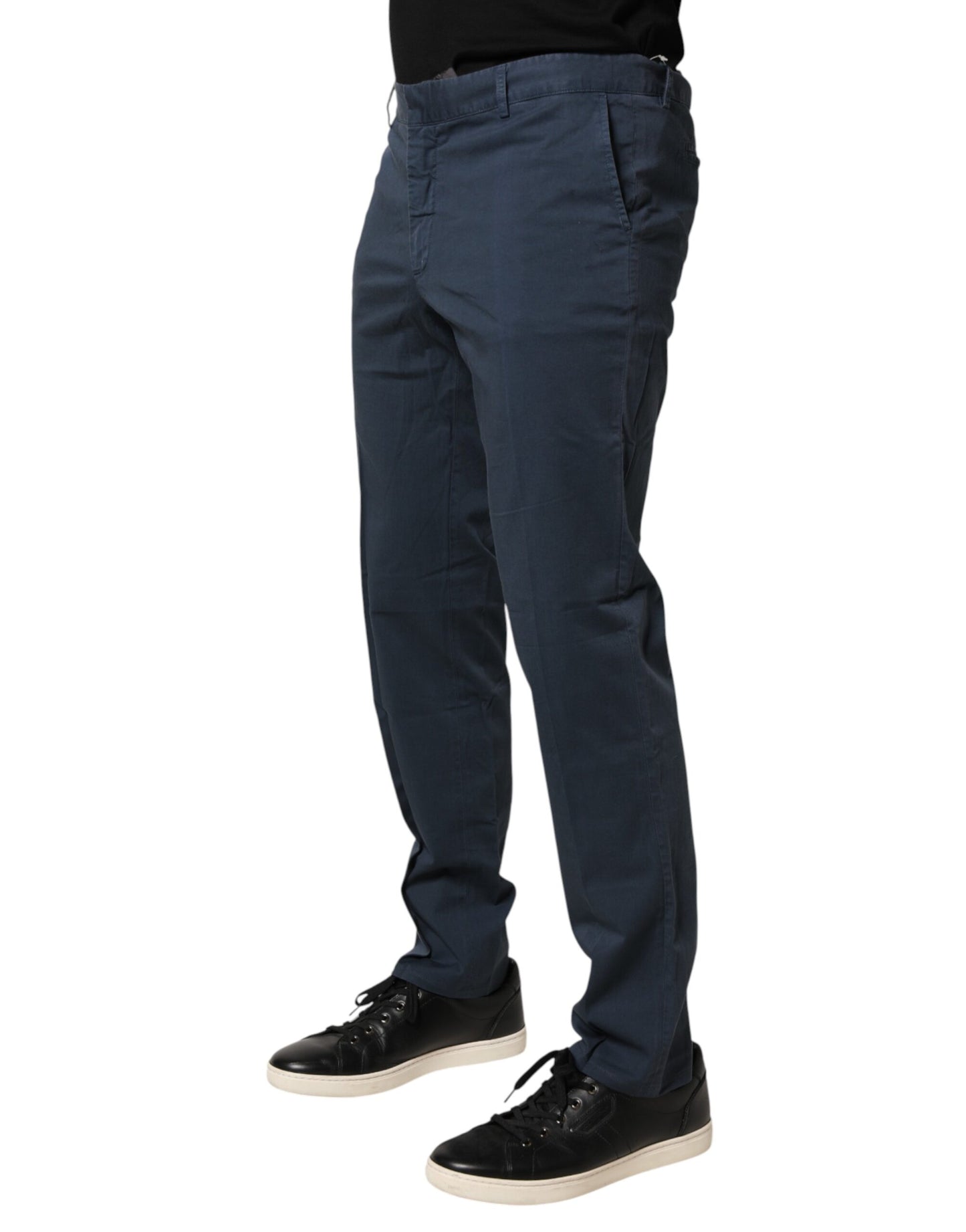 Blue Skinny Fit Mid Waist Men Chino Trouser Pants