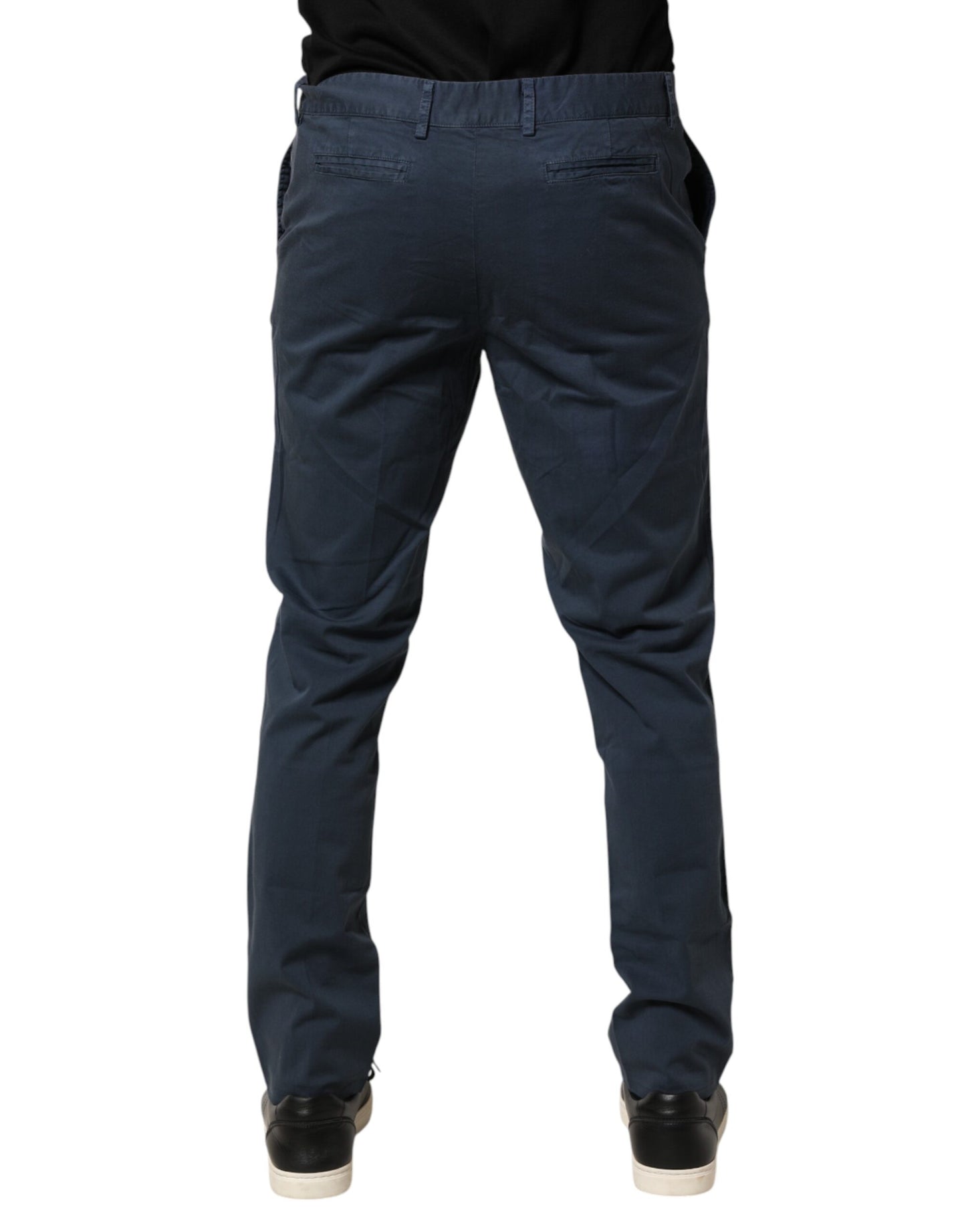 Blue Skinny Fit Mid Waist Men Chino Trouser Pants