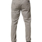 Gray Cotton Stretch Tapered Fit Men Chino Trouser Pants