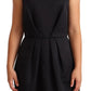 Black Sleeveless Pleated Aline Knee Length Dress
