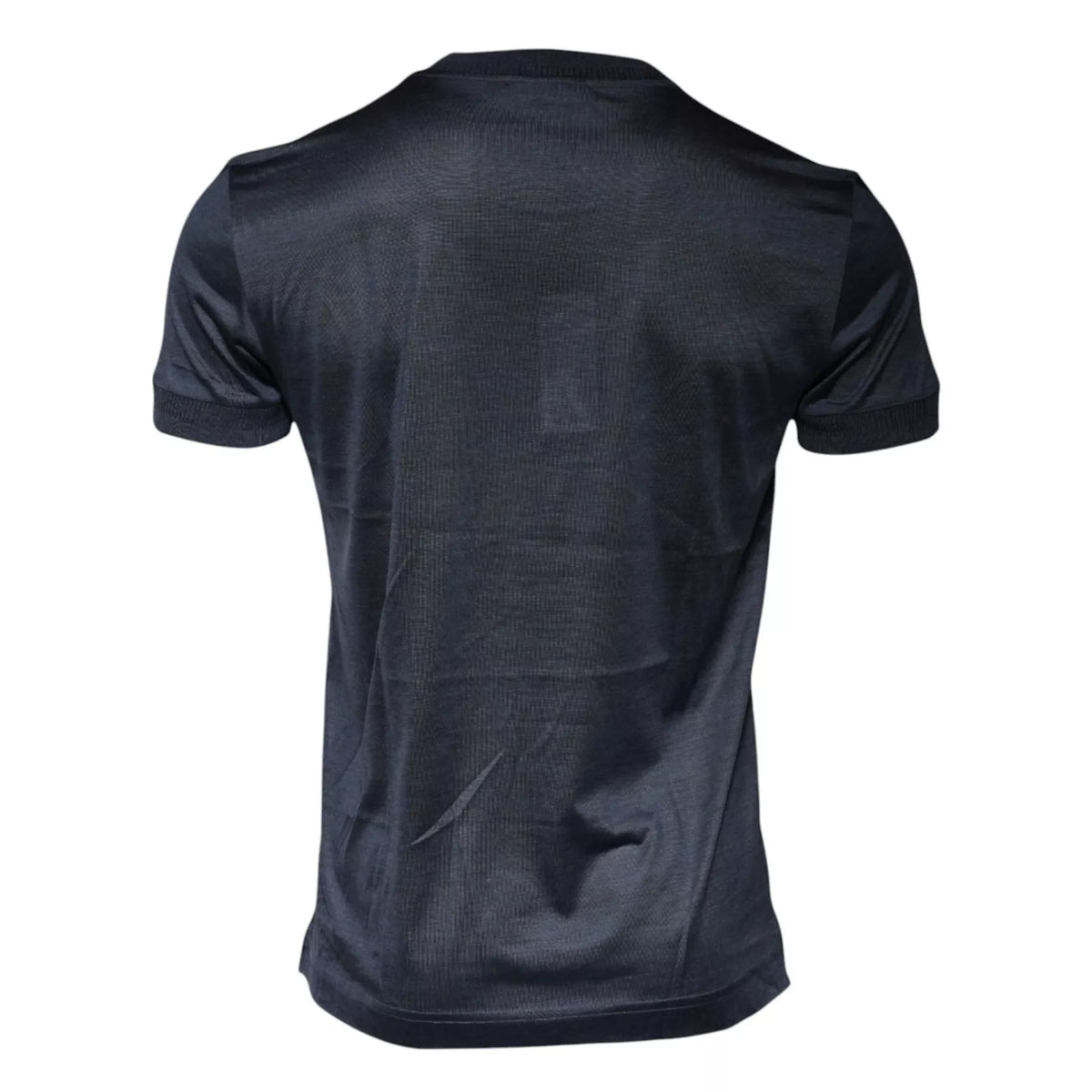 Blue Silk Crew Neck Short Sleeves Men T-shirt