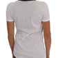 White Cotton Black Silk Scarf Top T-shirt