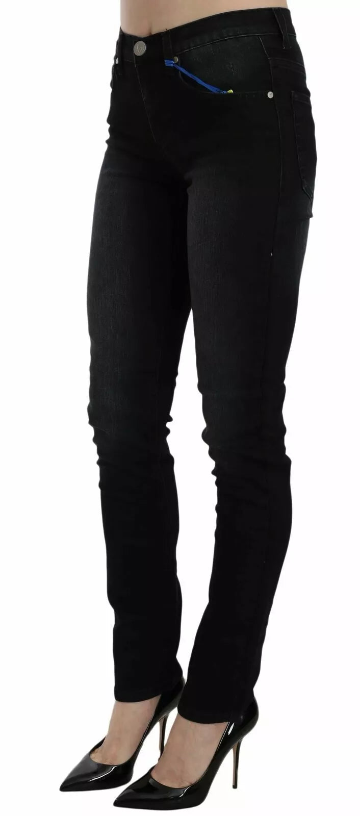 Dark Black Dora Slim Fit Denim Pants