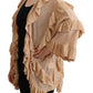 Gold Ruffles Long Sleeves Viscose Cardigan Top