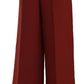 Red High Waist Cropped Flared Dress Formal Trouser Pants