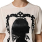Cream Silk Silhouette Detail Short Sleeve Top
