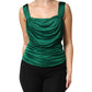 Green Viscose Drape Jersey Organzine Tank Top