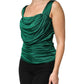 Green Viscose Drape Jersey Organzine Tank Top