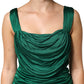 Green Viscose Drape Jersey Organzine Tank Top