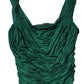 Green Viscose Drape Jersey Organzine Tank Top