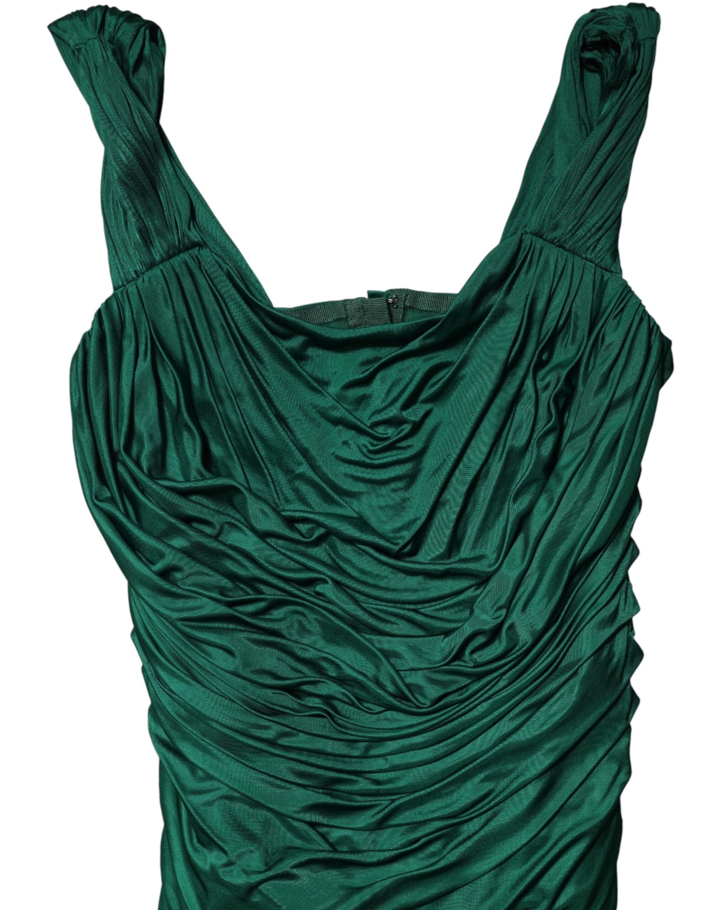Green Viscose Drape Jersey Organzine Tank Top