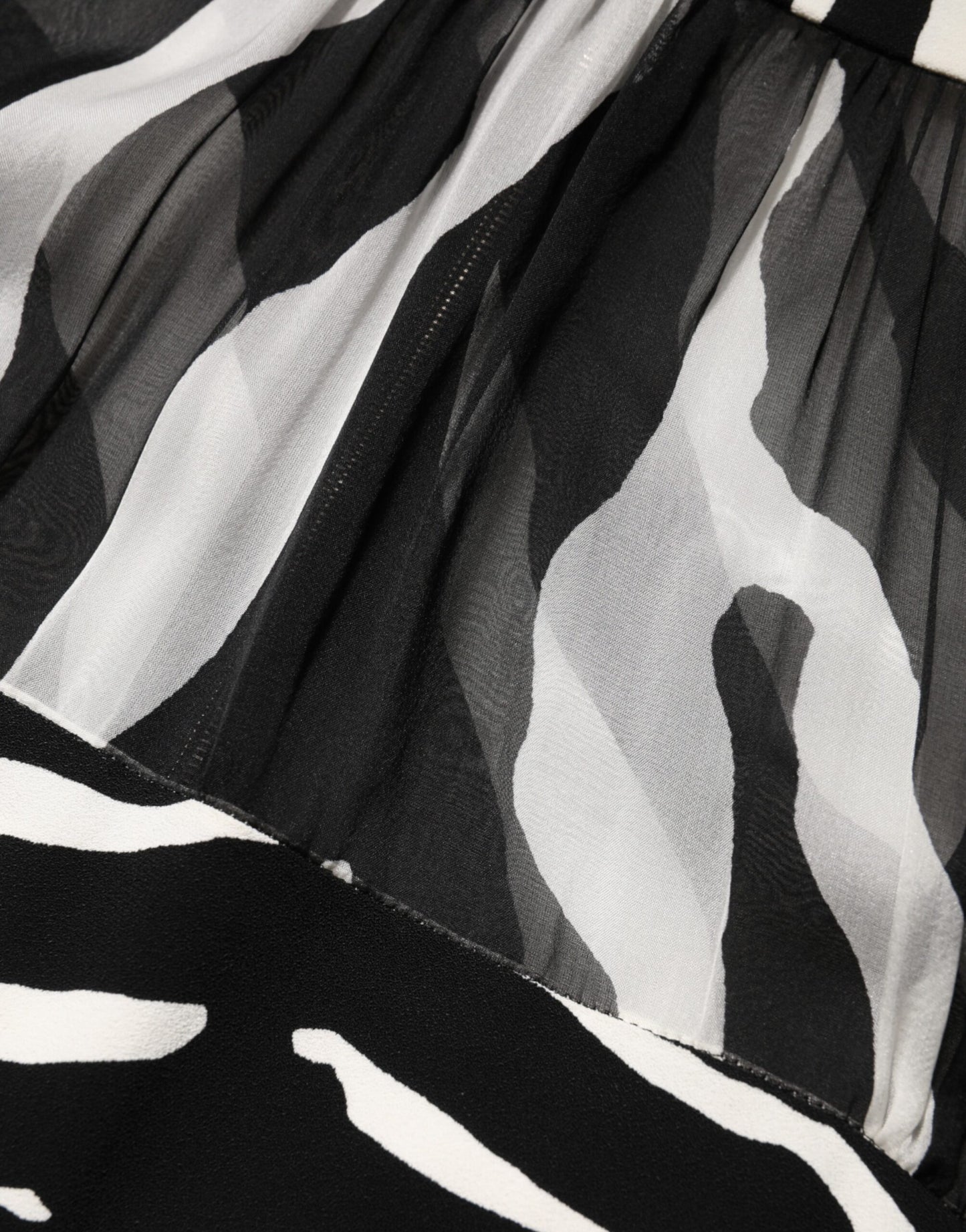 Zebra Print Chiffon Paneled Crop Blouse Top