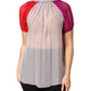 Multicolor Short Sleeves Silk Blouse Top