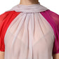 Multicolor Short Sleeves Silk Blouse Top