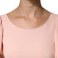 Pink Short Sleeves Round Neck Blouse Top