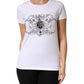 White Printed Cotton Stretch Crew Neck T-shirt
