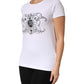 White Printed Cotton Stretch Crew Neck T-shirt