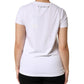 White Printed Cotton Stretch Crew Neck T-shirt