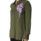 Top Green Acetate Collared Long Sleeves Floral Top