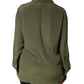 Top Green Acetate Collared Long Sleeves Floral Top