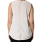 Off White Silk Stretch Roundneck Sleeveless Tank Top